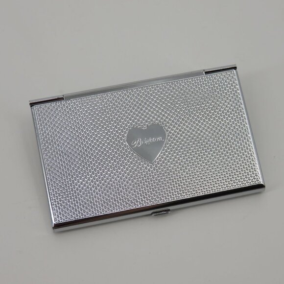Brighton Red Croco Leather LOVE Heart Credit Business Card Case Silver Metal - Picture 4 of 7